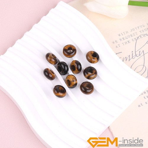 Natural Assorted Gemstone Rondelle Donuts Spacer Big Hole Beads 14mm 10Pcs AU - Foto 72 di 109