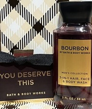 Bath  Body Works Travel 3 In 1 Hair Face Wash Mens Collection BOURBON Shower