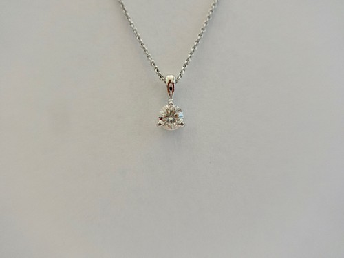 Collier mit Brillant 0,41 carat 585er Weißgold Anhänger mit Kette, "Klassiker". - Bild 2 von 5