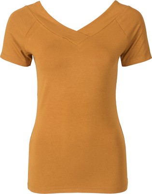 Coastal Babe ALLEGRA Vintage V-NECK Raglan Short Sleeve SHIRT Mustard Yellow Rockabilly