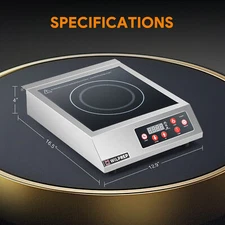 WILPREP Commercial Countertop Induction Range Portable 1800W Induction Cooktop