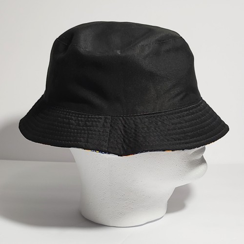 Reversible Blue & Yellow Floral Print / Black Bucket Kids Hat - Picture 7 of 13