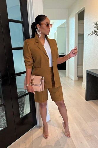 2-teiliges Set Damen Sets Outfits Langarm Blazer Mantel Shorts Büro Damenanzüge - Bild 28 von 35
