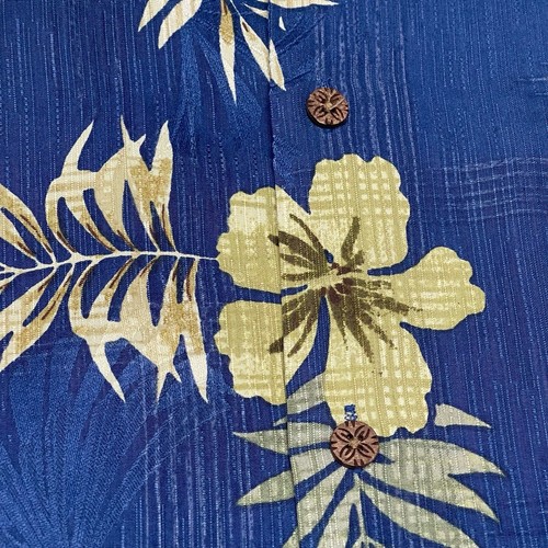 Tommy Bahama hawaiianisches Hemd mittel 100 % seidenblau Aloha Blumenmuster Palme Jacquard - Bild 5 von 14
