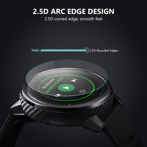 2PC Round Smart Watch Screen Protector 34-43mm Protective Tempered Glass Film - Photo 9 sur 22
