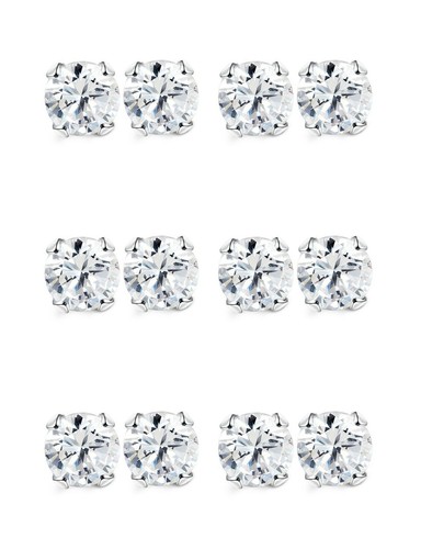 Orecchini piccoli ORAZIO piccoli 2 mm acciaio inox perno sfera uomo donna lucido 6 paia - Foto 4 di 6