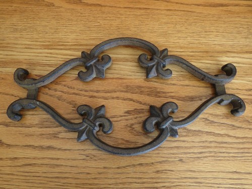 Cast Iron Fleur de Lis Topper Wall Plaque Door Pediment