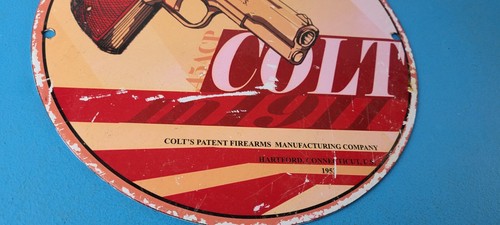 Vintage Colt Firearms Sign - Single Action Pistols Guns Porcelain Gas Sign - Picture 6 of 15