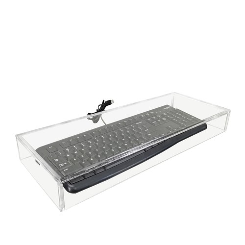 Cubierta de teclado de plexiglás de acrílico transparente 20X7,8X2,5" organizador de bandeja de cinco lados - Imagen 1 de 9