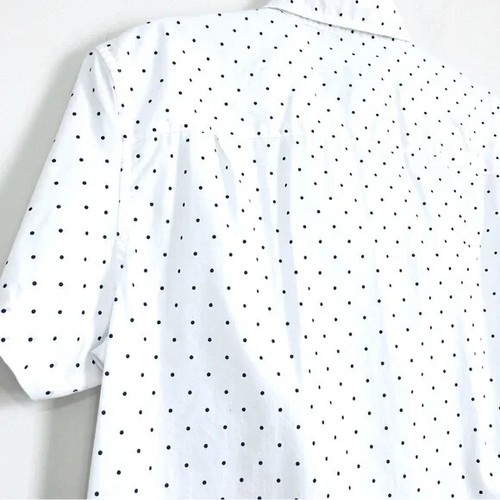 Camicia uomo American Eagle cotone nero a pois bianca maniche corte con bottoni - Foto 10 di 14