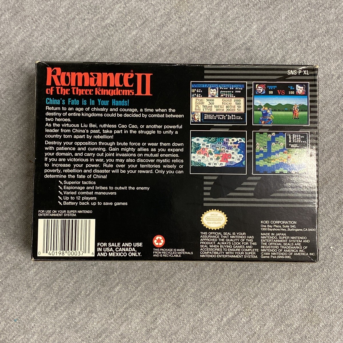 Romance of the Three Kingdoms II (Super Nintendo, 1992) SNES