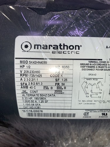 Marathon Electric Model 5K42HN4089 HP 1/2 - NEW - Picture 2 of 4