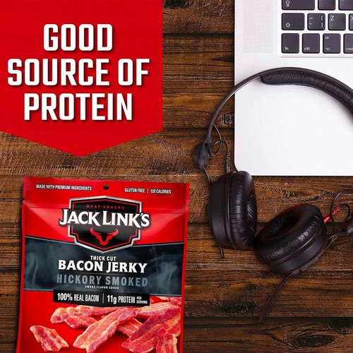 Jack Link's Bacon Jerky, Hickory Smoked, 2.5 oz. Bag - Flavorful Ready to Eat - Picture 5 of 12