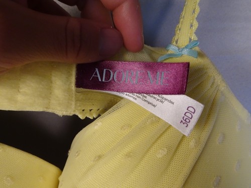 Adore Me Bra Womens 36DD Yellow Poka Dot Underwired Lace Overbust - Picture 6 of 15