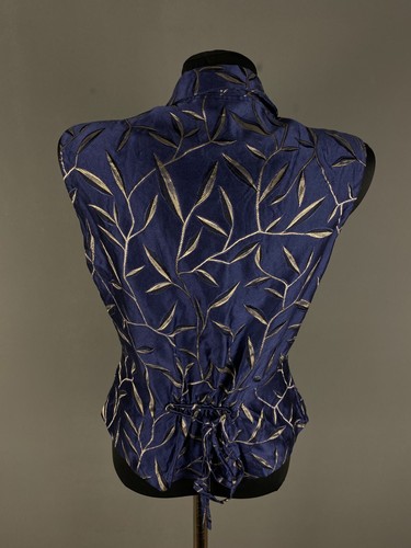 Prada Vintage Spring 1997 Purple Silk Bamboo Leaf Print Blouse Top Size 42 - Picture 5 of 12