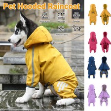 Dog Raincoat Four Leg Pet Jacket Reflective Hooded Outdoor Coat Large Rainwear