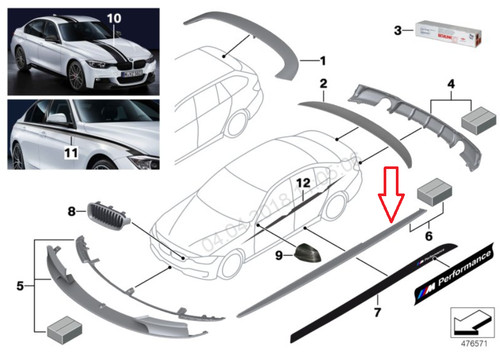 NEW BMW 3 F30 M PERFORMANCE RIGHT SIDESKIRT 2291404 51192291404 2016 OEM - Picture 1 of 1