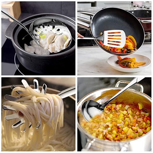 1/6pcs Set Stainless Steel Kitchen Utensil Spatula Spoon Cooking Cookware Gift - Picture 12 of 19