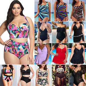 Women-039-s-Plus-Size-High-Waist-Bikini-Set-Push-Up-Padded-Swimwear-Beach-Swimsuit