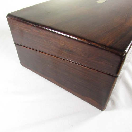 Antique Rosewood Lap -Desk Victorian c1850 Ink Bottle Vintage Pens Restored - Picture 5 of 23