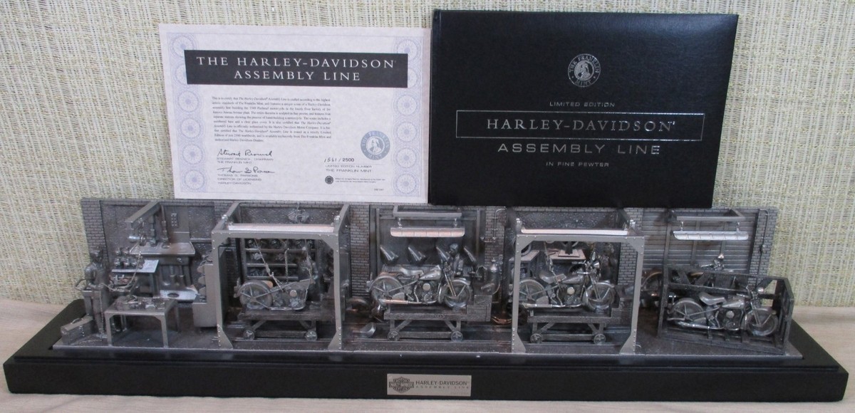 Franklin Mint Huge Harley-Davidson Pewter Assembly Line 1948