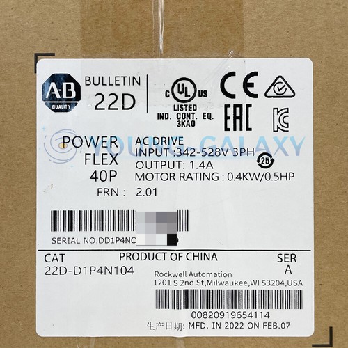 2022 New Sealed Allen-Bradley 22D-D1P4N104 PowerFlex 40 0.4kW 0.5Hp AC Drive - Picture 1 of 5