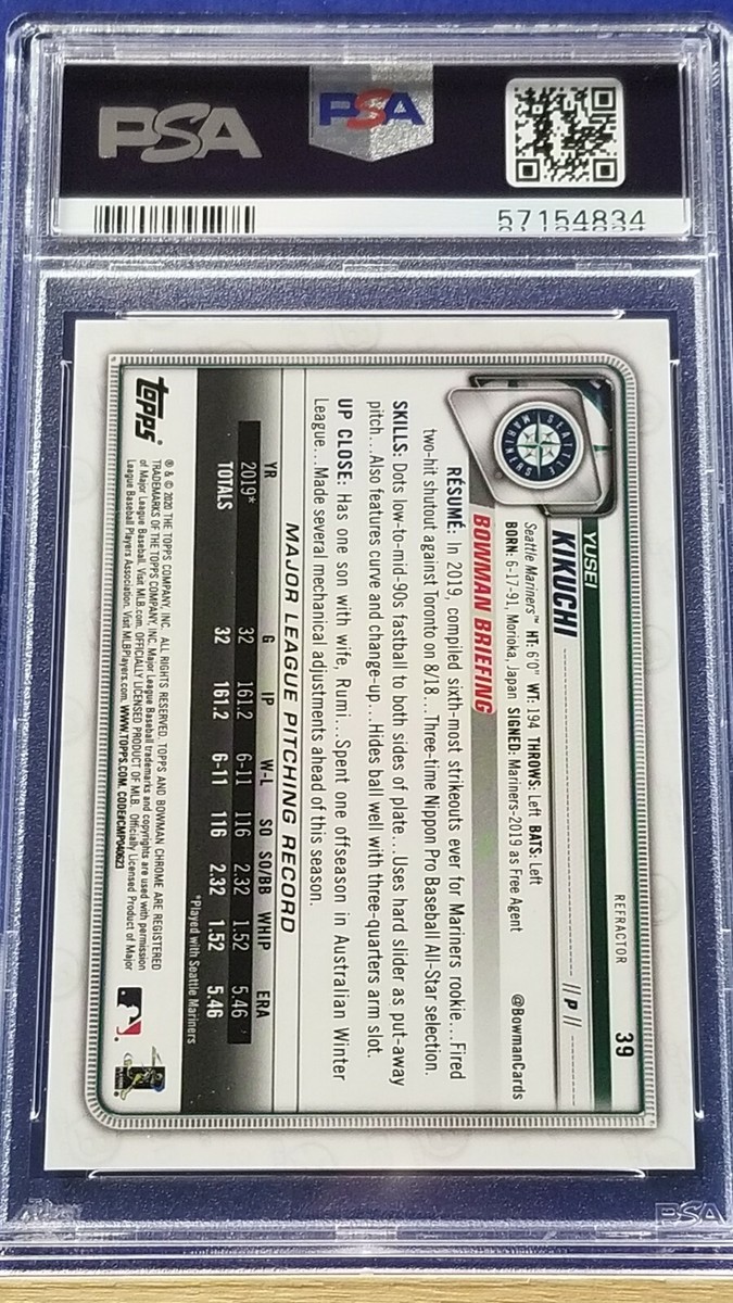 Yusei Kikuchi - 2020 Bowman Chrome Refractor PSA 9 #294/499 | eBay