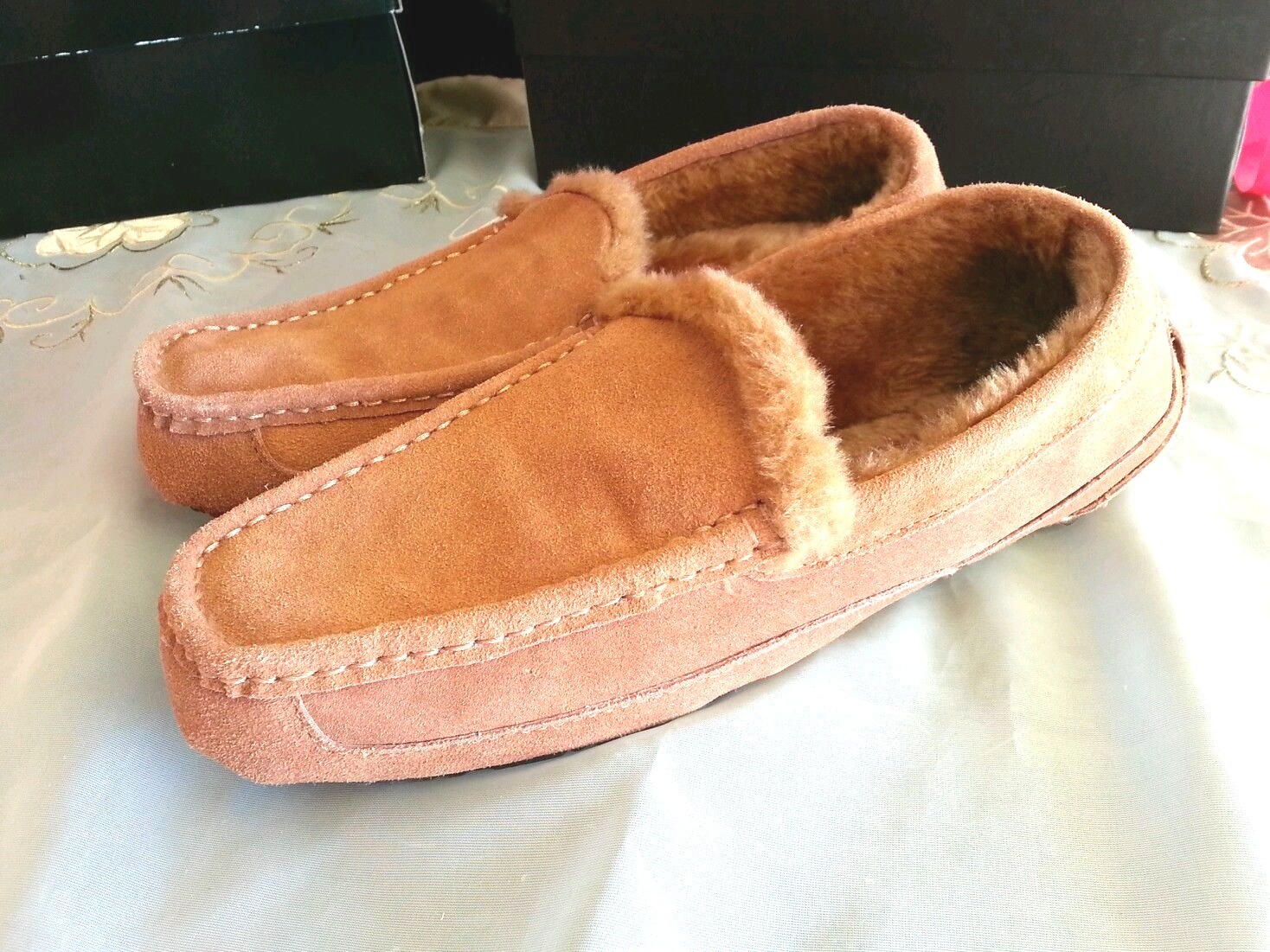 Carribbean Joe Größe 9.5 NEU Braun Sand Suede Moccasins Slippers Carribbean Joe Größe 9.5 NEU Braun Sand Suede Moccasins Slippers