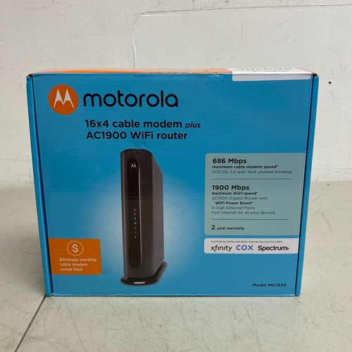 Modem câble Motorola MG7550 16x4 DOCSIS 3.0 plus routeur WiFi AC1900 *BOÎTE OUVERTE* - Photo 1/19