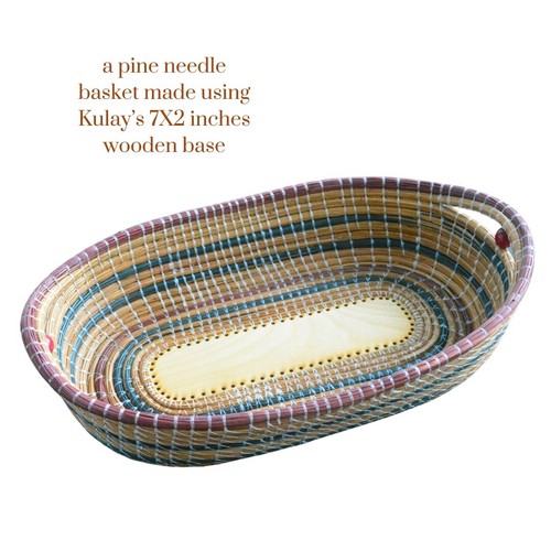 Pack of 3 Wooden Basket Bases/Bottoms with Holes for Pine Needle Baskets - Picture 6 of 8