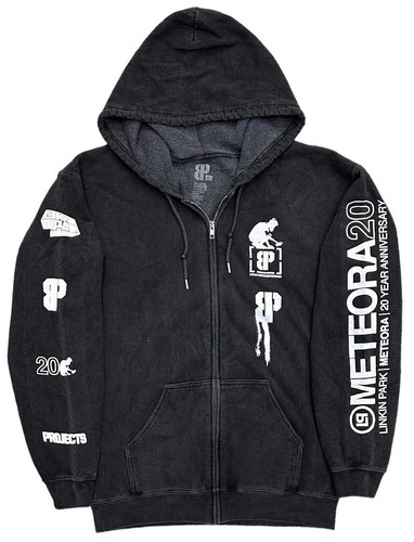 Linkin Park X Brooklyn Projects Men's Overspray Black Wash Zip Hoodie Sweatshirt - Picture 2 of 6