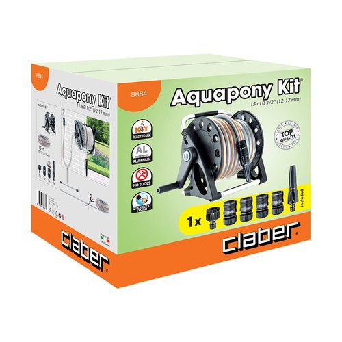 Claber Aquapony Kit, Portamanguera compacto con manguera 15 m - Imagen 3 de 4