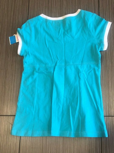 NWT JUSTICE SHIRT Top HEARTS SPARKLE JEWEL XXS 7 xxsmall Blue white silver vneck - Picture 2 of 2