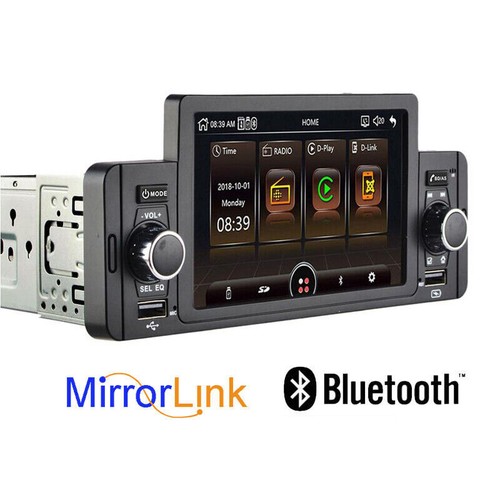 1 Din 5" Enlace de espejo Radio Coche Pantalla táctil Bluetooth Reproductor MP5