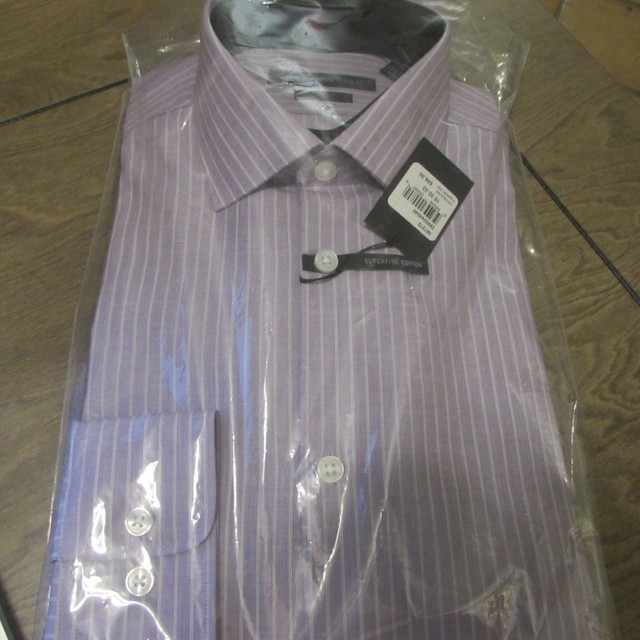 John Varvatos Blue Stretch Slim Fit Dress Shirt Size 15 1//2-32//33 Long Sleeve