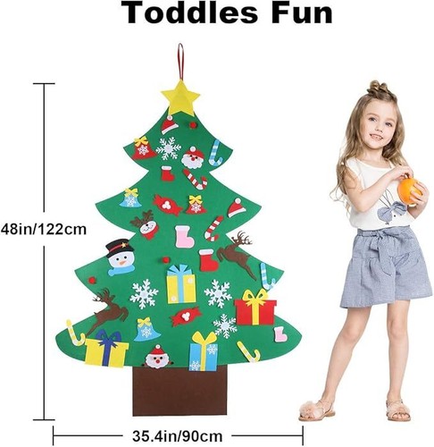 4Ft Felt Christmas Tree Kits DIY Wall Hanging Felt Xmas Tree Kits w/ 36 Ornament - Picture 16 of 31