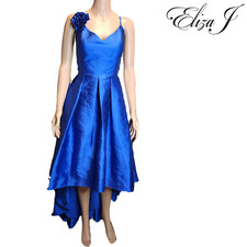Eliza J Women's V-Neck Sleeveless High-Low Gown NWT Blue Size 14