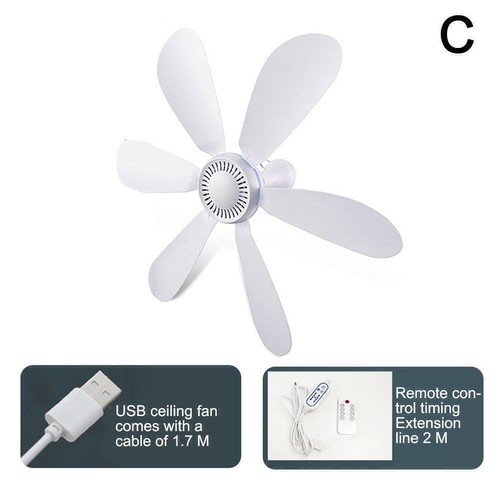 Silent 6 Leaves USB Powered Ceiling Canopy Fan for Camping Bed Dormitory Tent - Picture 17 of 17
