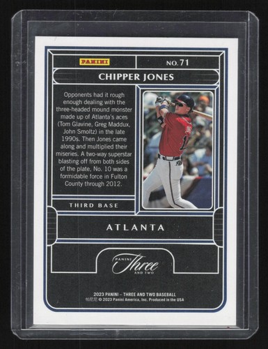 2023 Panini Three And Two Chipper Jones #71 Base Card /99 Atlanta Braves - Picture 2 of 2
