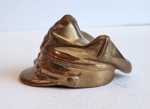 Cappello berretto militare vintage metallo ottone fusione PESO CARTA Rogatywka Polonia anni '30 - Foto 5 di 9
