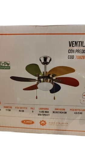 VENTILATORE DA SOFFITTO COLORATO AGITATORE D’ARIA 6 PALE + LUCE - Foto 4 di 5