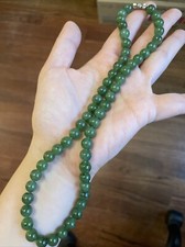 Icy Green Untreated Natural Nephrite Jade beaded Necklace Canada Nephrite Jade