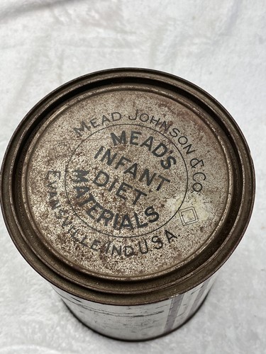 Vtg Mead's Dextri-Maltose Metal Tin EMPTY Mead Johnson & Co. 5lb Can Infant Food - Picture 5 of 8