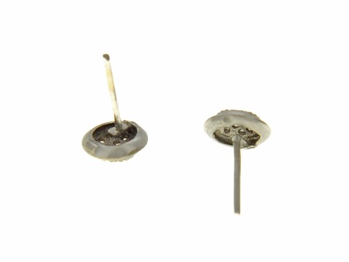 18k White Gold Round Diamond Pave Stud Earrings - Picture 5 of 6