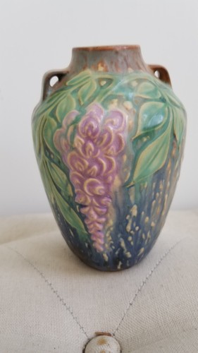 Vintage Roseville Pottery Wisteria Vase Pattern 630-6 Original Label Circa 1933 - Picture 22 of 24