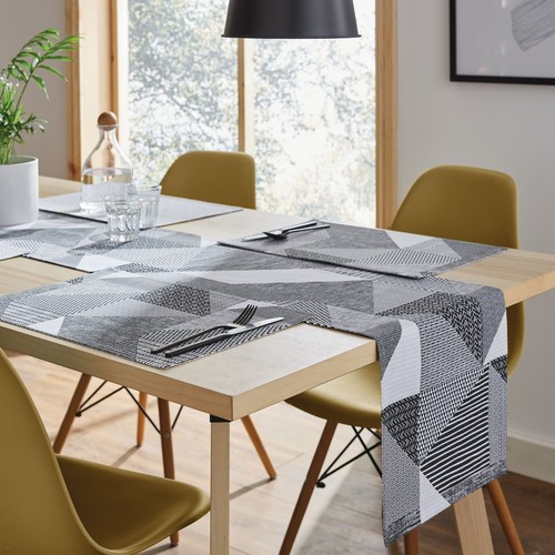 Catherine Lansfield Larsson Geo Kitchen Table Cloth Apron Towels Placemats Grey - Picture 41 of 56