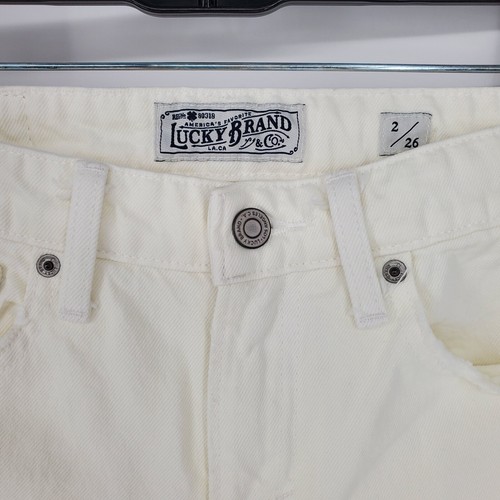 Lucky Brand Sienna Slim Boyfriend Jeans Womens 2/26 White Distressed Cuffed - Bild 4 von 17