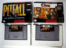 Pitfall Mayan Adventure & Clue (Super Nintendo SNES) w/ Boxes No Manuals Works
