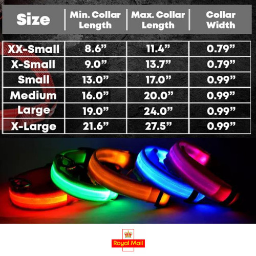 LED Light Dog Collar Reflective Safety Adjustable Flashing Pet Night Glow - Picture 5 of 18