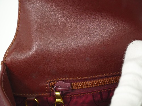 Cartier Must Leather Shoulder Crossbody Bag Bordeaux Gold - Imagen 9 de 10